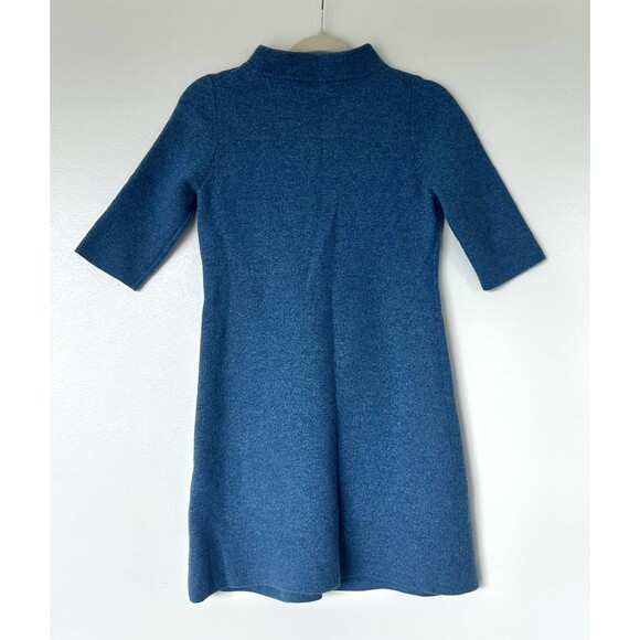 Ann Mashburn 100% Merino Wool Blue Knit Sweater Dress Size Medium Mock Neck Mod - Picture 9 of 9